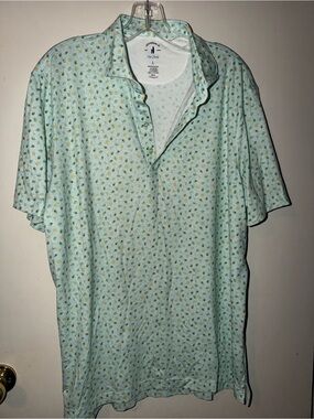 johnnie-O Mint Green Avocado Polo with Small Yellow Dot Print